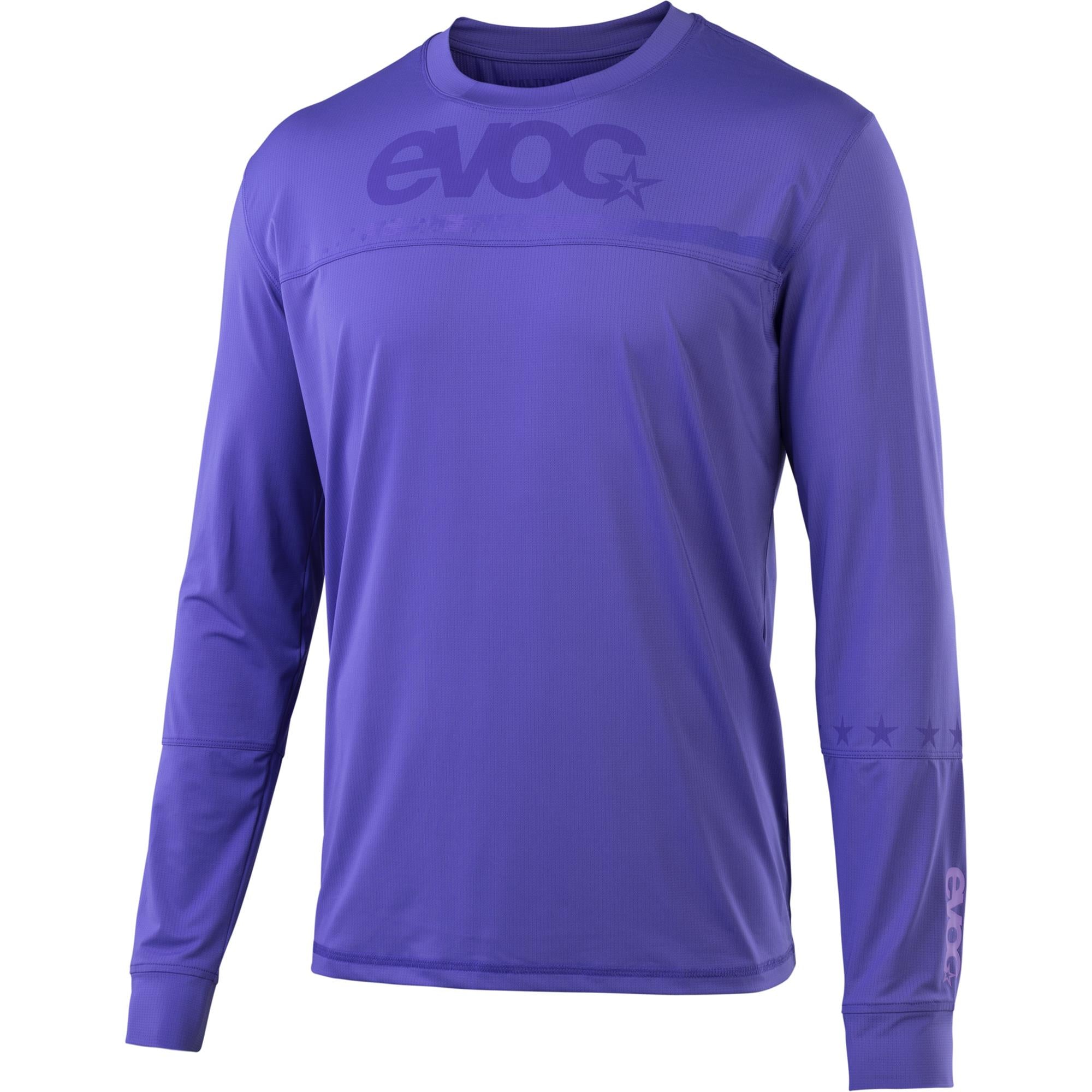 EVOC men's long sleeve cycling jersey with breathable quick-dry fabric, designed for mountain biking.