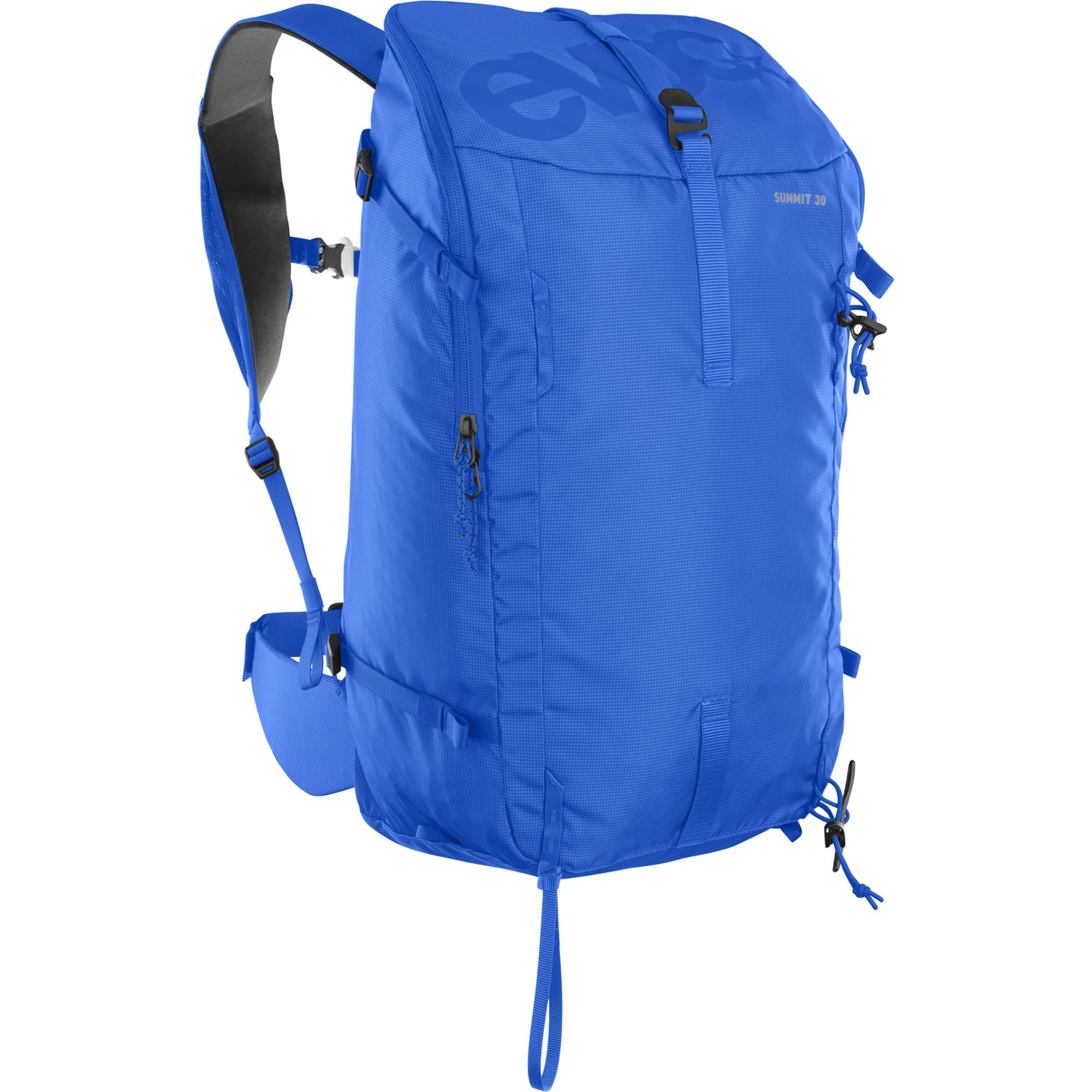 EVOC Summit Bag 2026 ski touring daypack with avalanche gear storage and hydration compartment, designed for outdoor adventures.