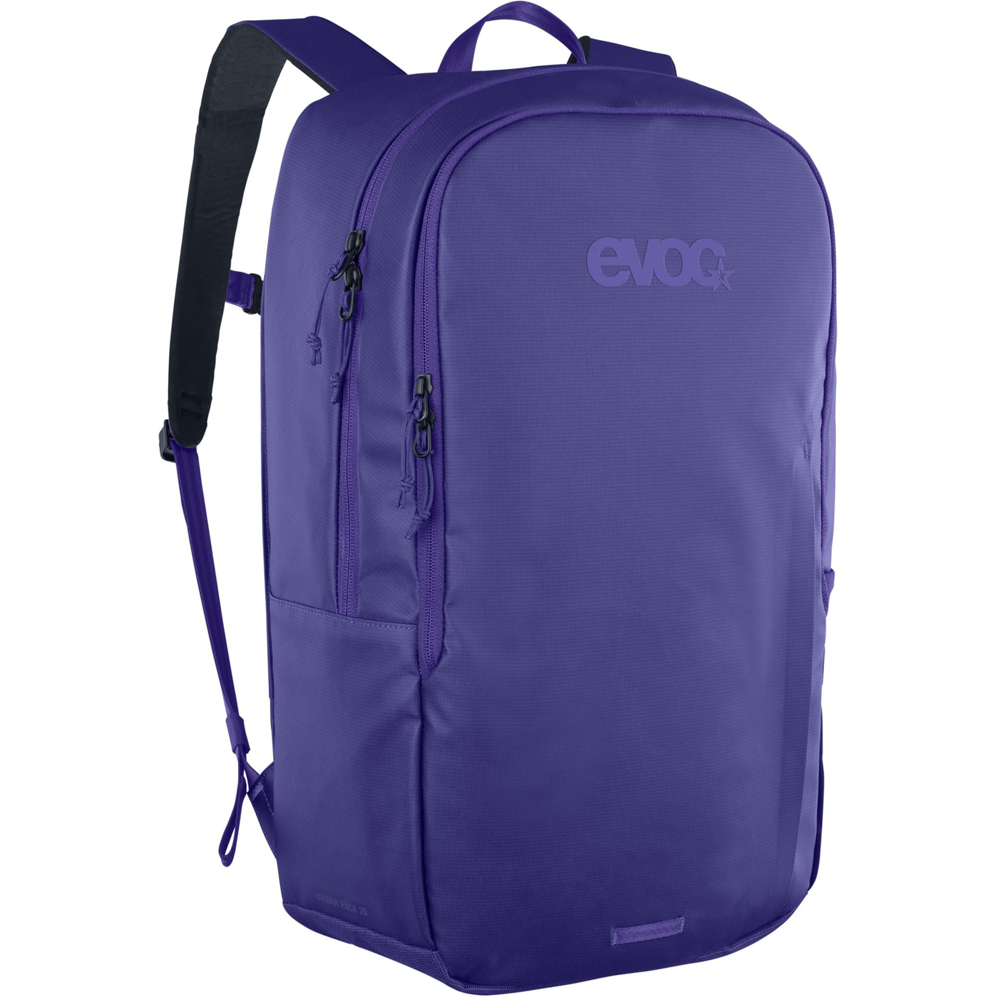 EVOC Urban Pack 25 backpack showing ergonomic design, water-resistant fabric, and multiple compartments for daily travel accessories