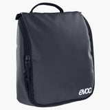 EVOC Wash Pouch travel toiletry organizer with hook, mirror, and adjustable compartments for convenient bathroom storage.