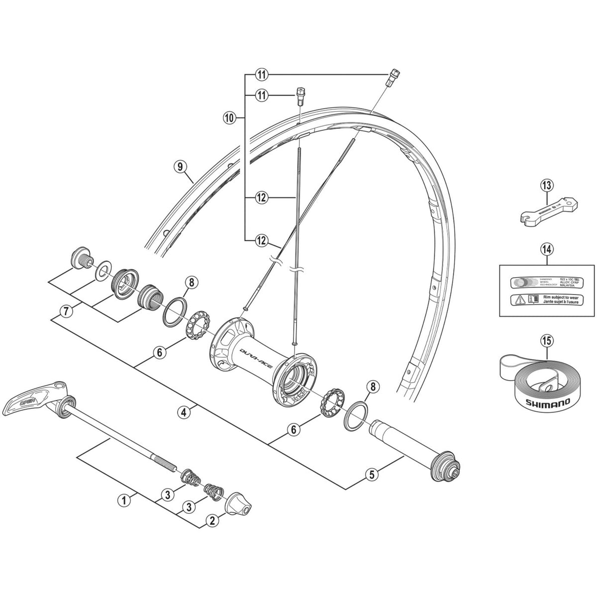 Shimano Spares WH-9000-C24-CL spoke and nipple set, front