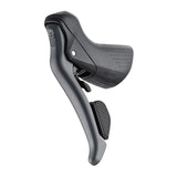 MicroSHIFT Sword 10-speed drop bar shifters for mechanical disc and road brakes, shown with ergonomic design and gear levers.