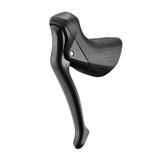 MicroSHIFT Sword Black 9-speed drop bar shifters for road bikes, showing sleek ergonomic design and branding on the components.