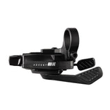 MicroSHIFT Advent MX 11-speed MTB trail shifters with adjustable clamp, showing ergonomic grips and gear indicators.