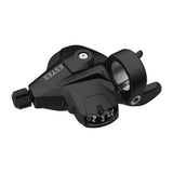 MicroSHIFT Estes right hand thumb tap shifter for 7-9 speed Shimano mountain bike components, showing the shifter mechanism and brand logo.