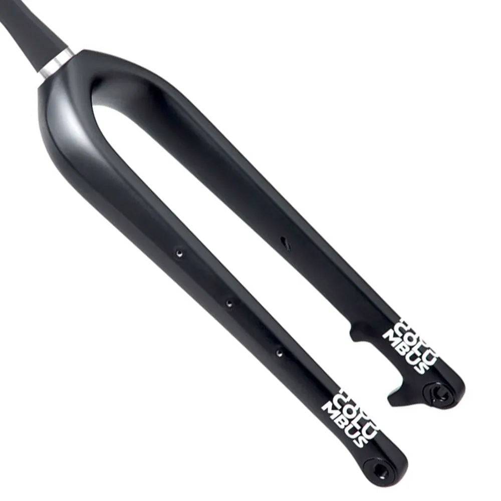 Black Kinesis UK Columbus Adventure MTB fork with multi-rake and dynamo cable guides, designed for mountain biking components.
