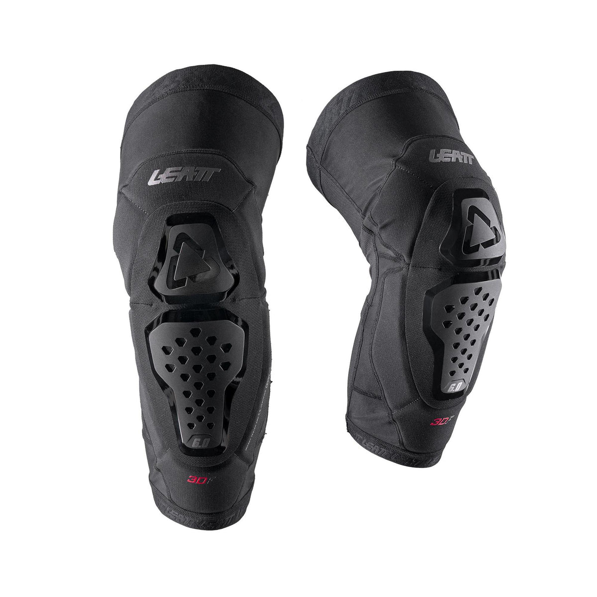 Leatt Evo 6.0 knee protection MTB knee pads, CE Level 2 certified, black and gray, designed for mountain biking safety.