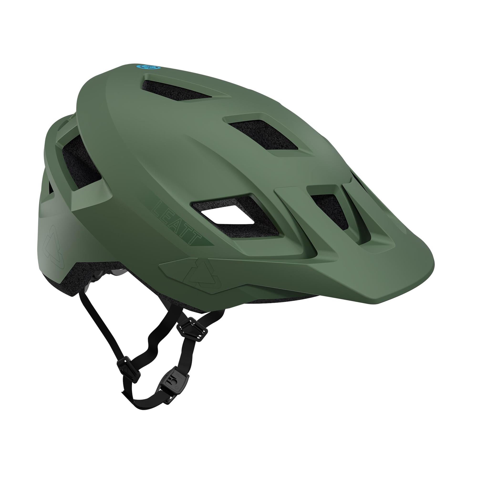 Leatt All Mtn 1.0 MTB helmet in black with adjustable straps and ventilation for mountain biking safety and comfort