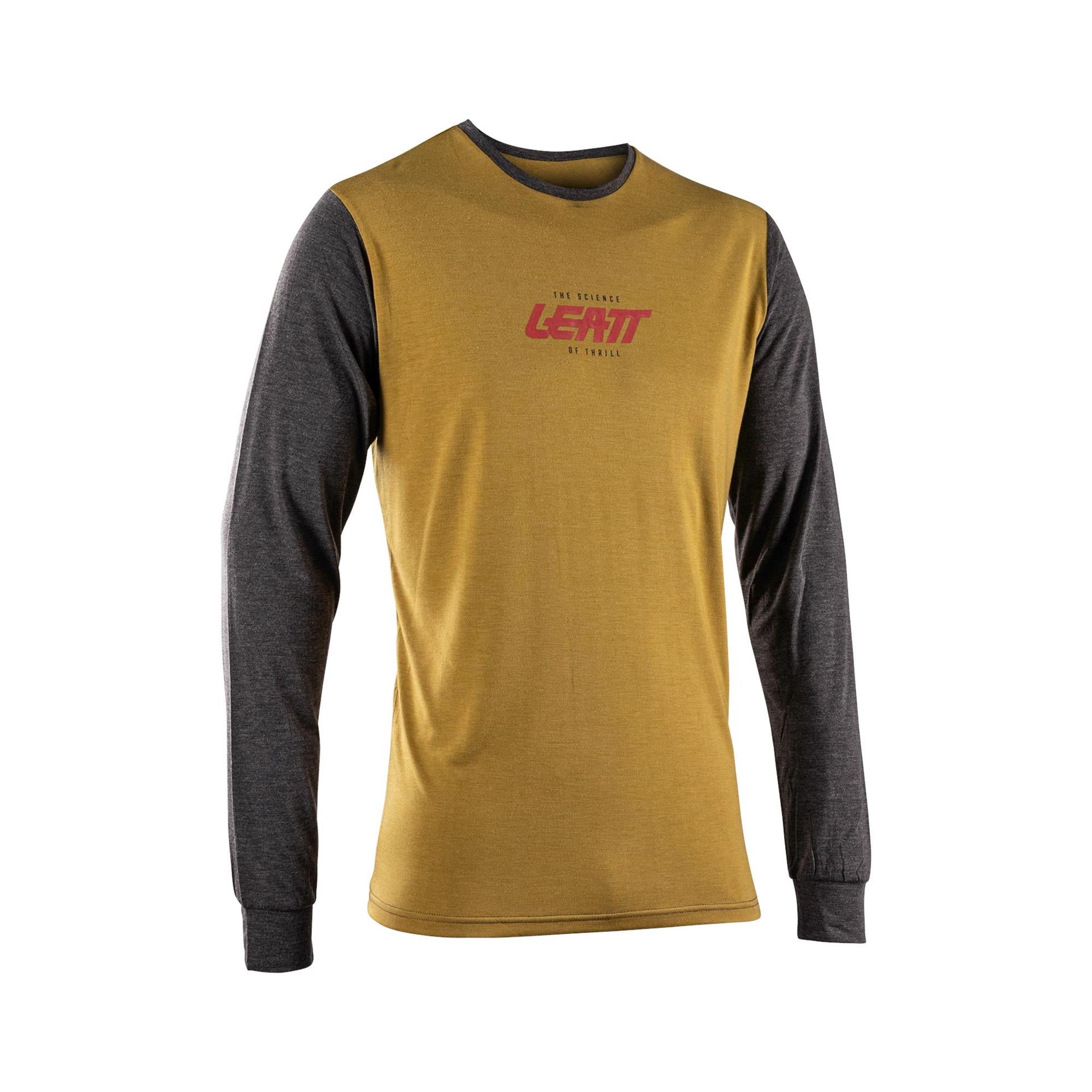 Leatt Long Sleeve Tech T-Shirt for MTB, breathable stretch-blended cycling jersey, designed for comfort and performance.