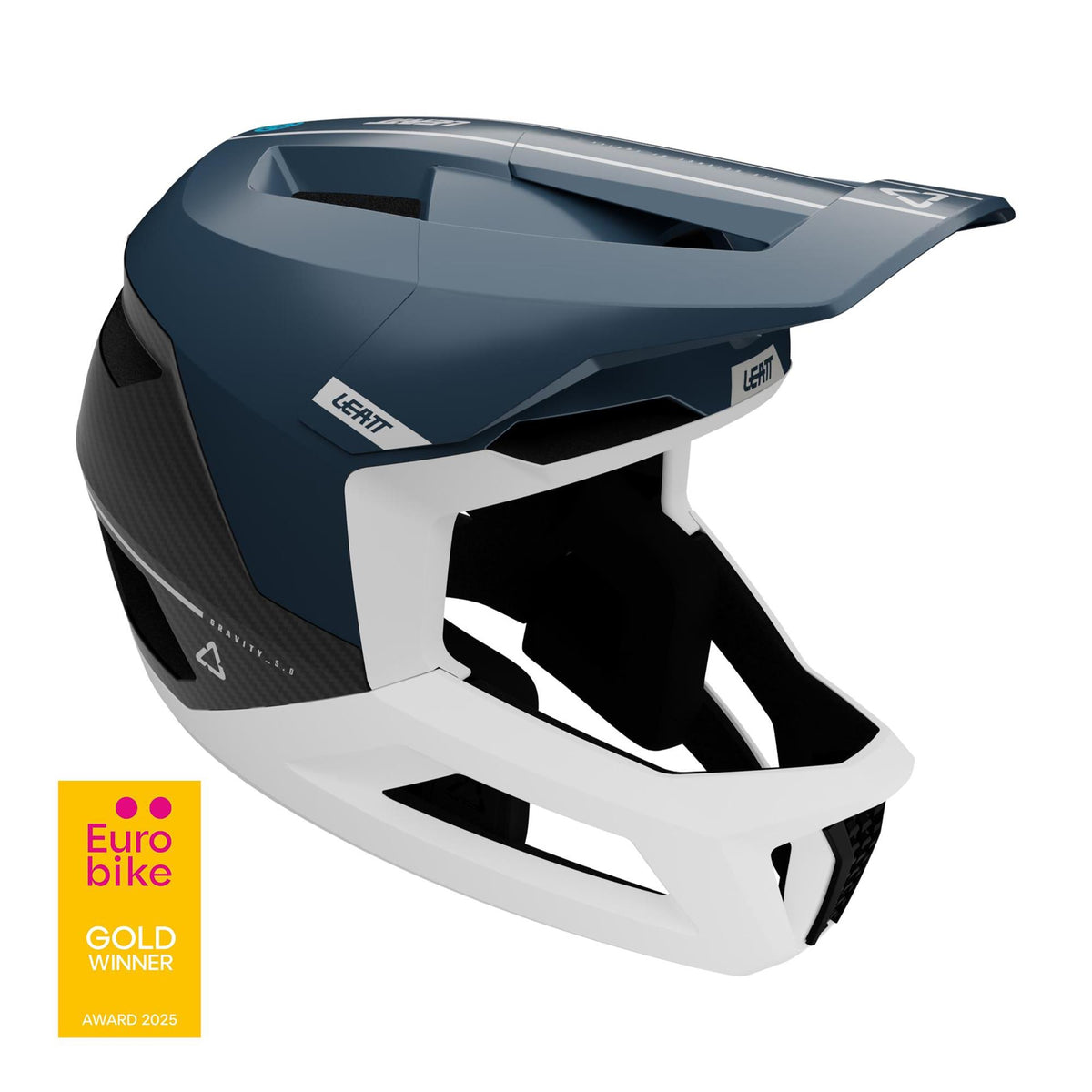 Leatt Gravity 5.0 MTB helmet in black with adjustable straps and ventilation, designed for mountain biking safety and comfort