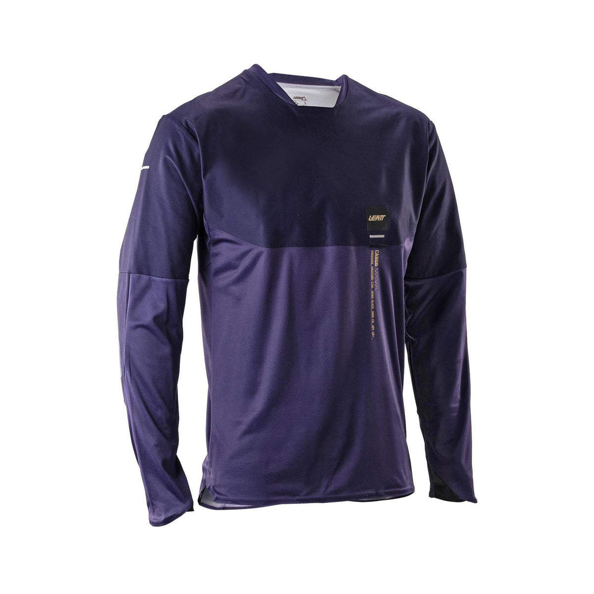 Leatt Trail 6.0 MTB long sleeve cargo jersey with UPF 50+ and reflective details, designed for mountain biking.