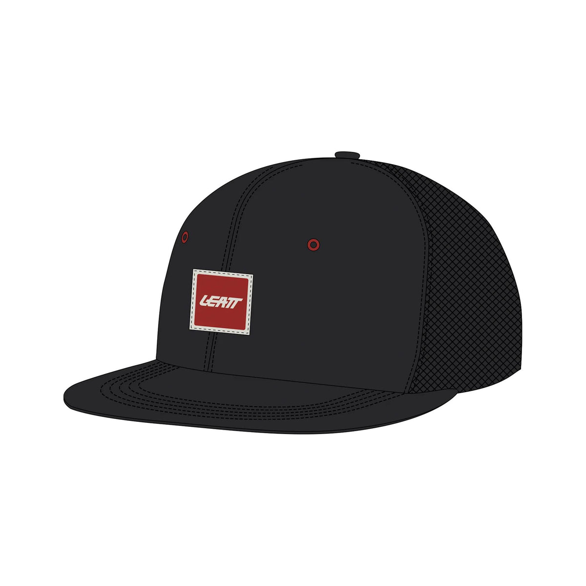 Leatt Trucker Tech Cap 2026, adjustable unisex MTB and casual hat, featuring a mesh back and branded front panel.