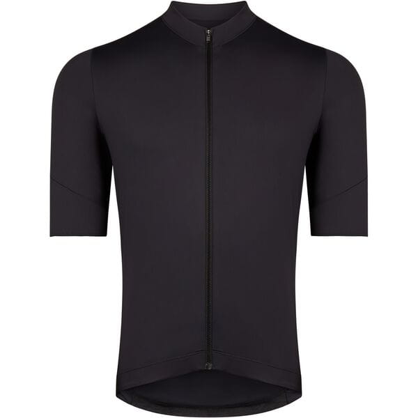 Madison Flux men's black short sleeve cycling jersey with front zipper and pockets, made of lightweight, breathable fabric.