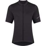 Black Madison Flux women's short sleeve cycling jersey with pockets, size 6, featuring a fitted design and breathable fabric.