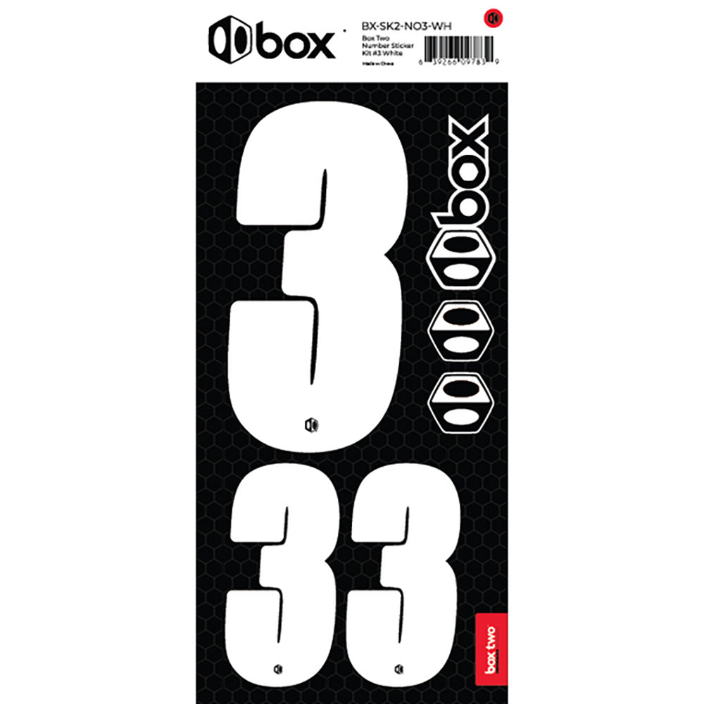 BOX BMX Two Number Sticker Kits - White