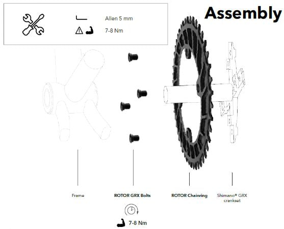 ROTOR 1X Grx Bolt Set 4 Bolts Black