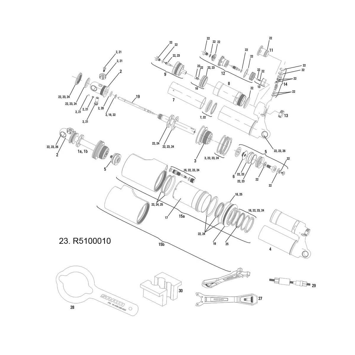 RockShox Spare - Rear Shock Service Kit Basic - 2011 Vivid Air