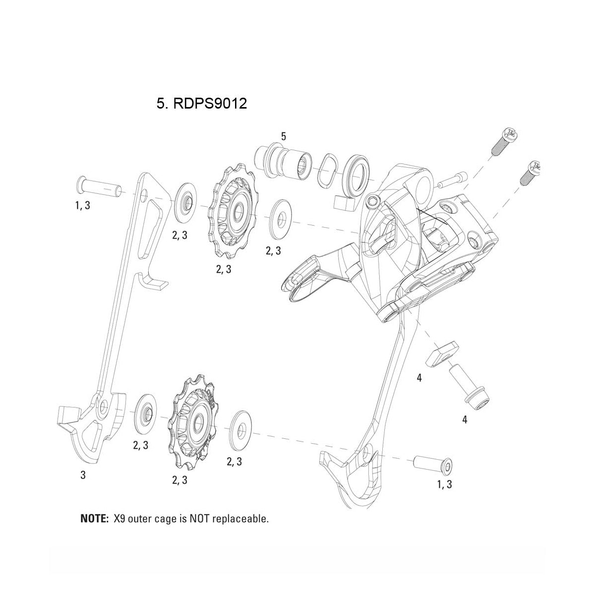 Sram Spare - Rear Derailleur B-Bolt Kit 2010 X9 X7