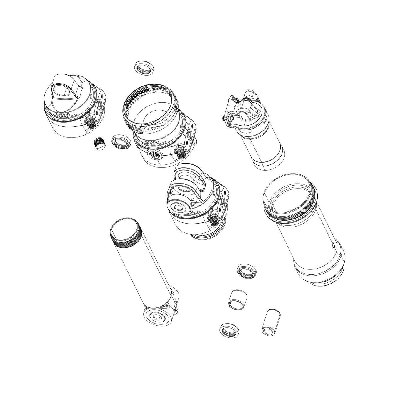 Rock Shox Spares & Accesories - Spare, Rear Shock Spare Parts Air Can Metric Solo Air Black 205/230X57.5-65 Includes Decals), Deluxe/Super Deluxe (2017+)