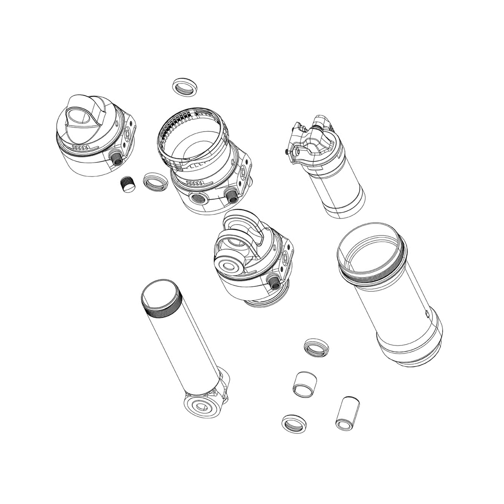 Sram Spares & Accessories - Rear Shock Eyelet Assembly, (Eyelet, Damper Body, Adj Hydraulic Bottom-Out And O-Rings) (Reservoir And Controls Not Included) Standard, Vivid Coil C1 2025+