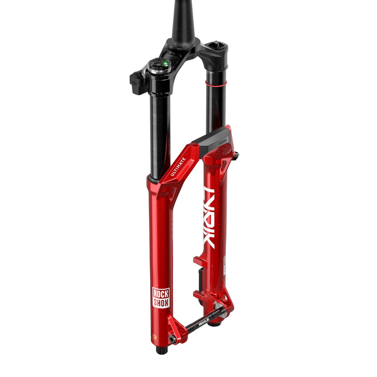 RockShox Lyrik Ultimate Flight Attendant MTB fork with adaptive suspension technology, showing the black and yellow fork components.