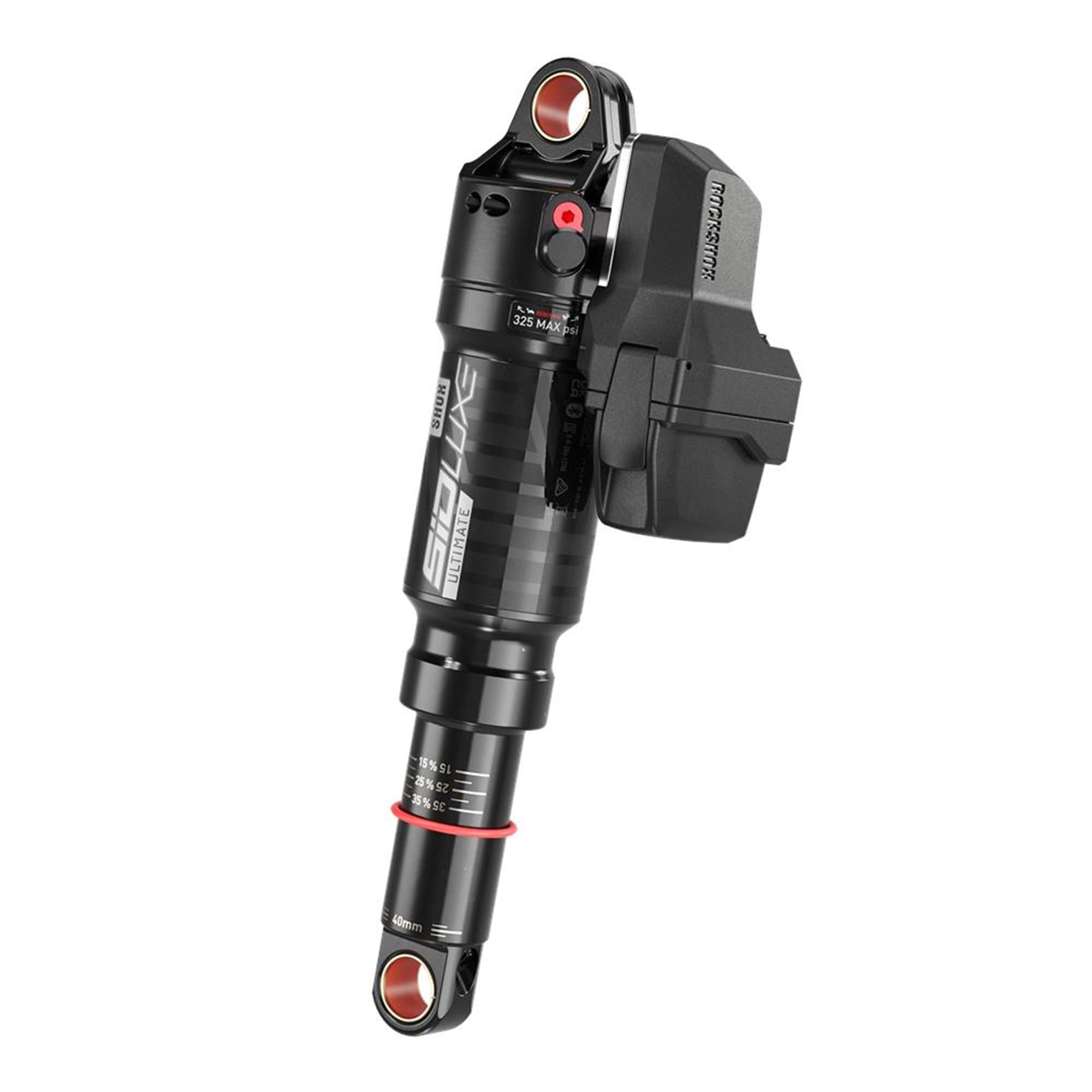 RockShox SIDLuxe Ultimate Flight Attendant mountain bike suspension component with control interface and branding visible.