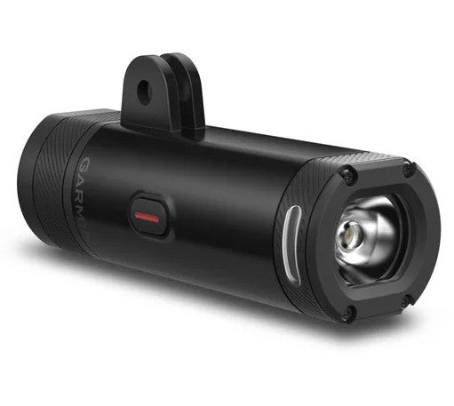 Garmin Varia UT800 Trail Edition smart headlight with 800 lumens, front cycling light, mounted on a bicycle for trail riding.