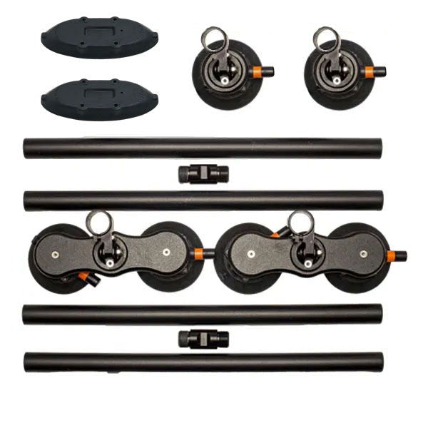 SeaSucker Monkey Bars 60-inch roof cross-bar system for outdoor gear transport, featuring durable metal bars and mounting hardware