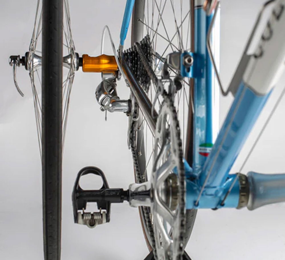 SeaSucker Hogg front wheel holder for quick-release hubs, bike rack accessory, secure bike wheel storage, black and compact design