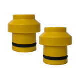 SeaSucker 15x110mm Boost HUSKE plugs for front hub fork mounts, pair, black rubber accessories for bicycle front suspension.