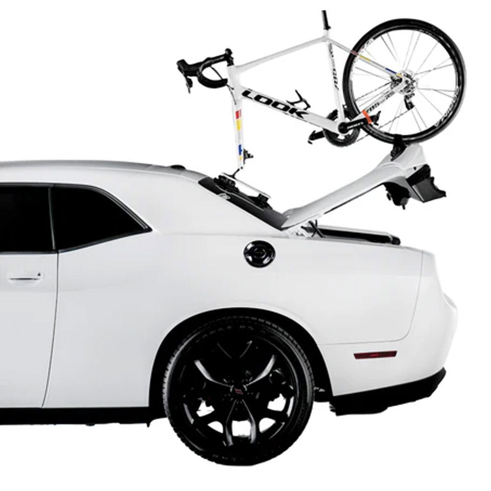 SeaSucker Talon 1 Bike Rack with HUSKE Fork Mount, vacuum cup carrier for car bikes, mounted on vehicle with bike secured in place.