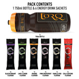 TORQ Energy 750ml Bottle Sample Pack - 6 Drinks (5 x Standard, 1 x Caffeinated)
