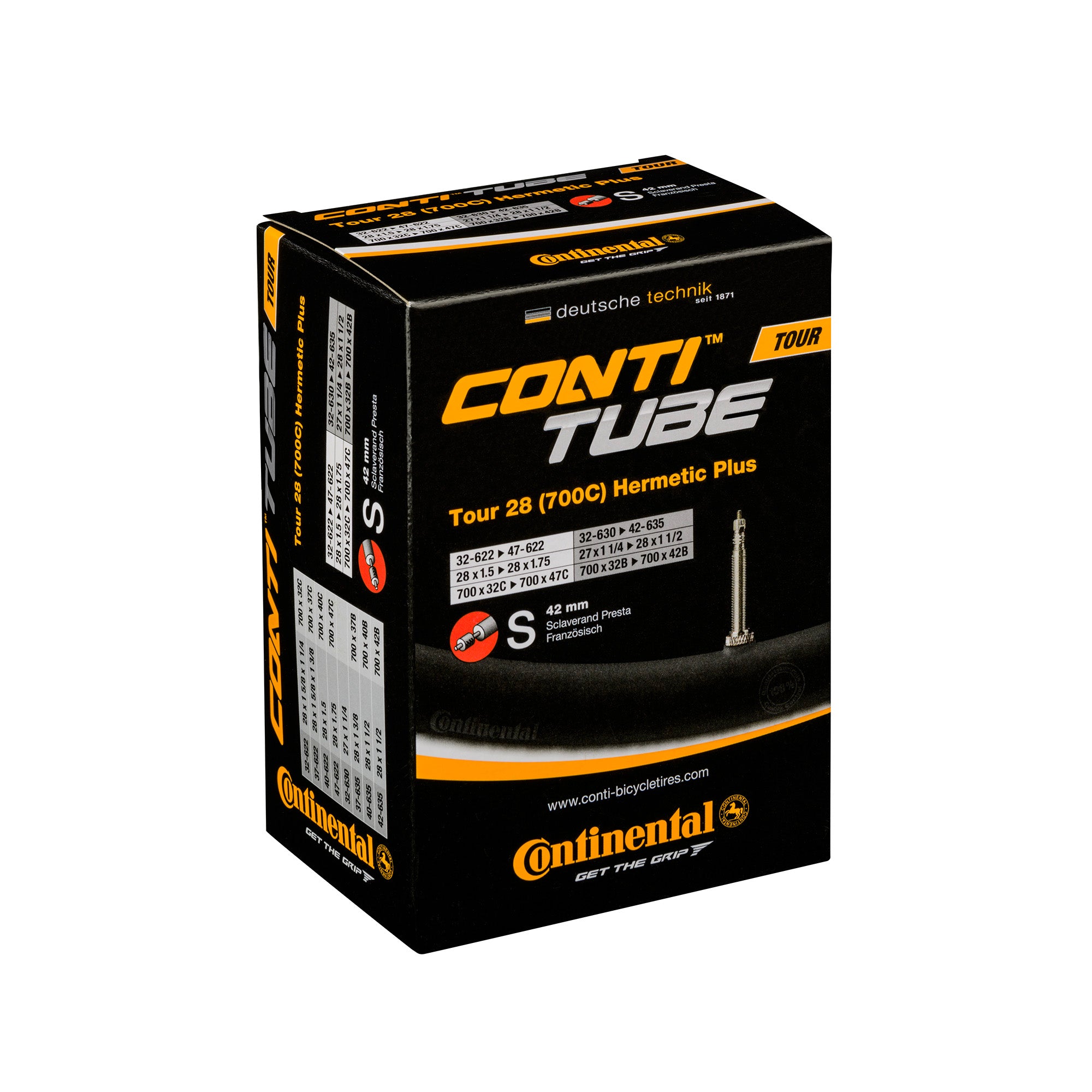 continental tube tour tube hermetic plus presta 42mm valve p112188