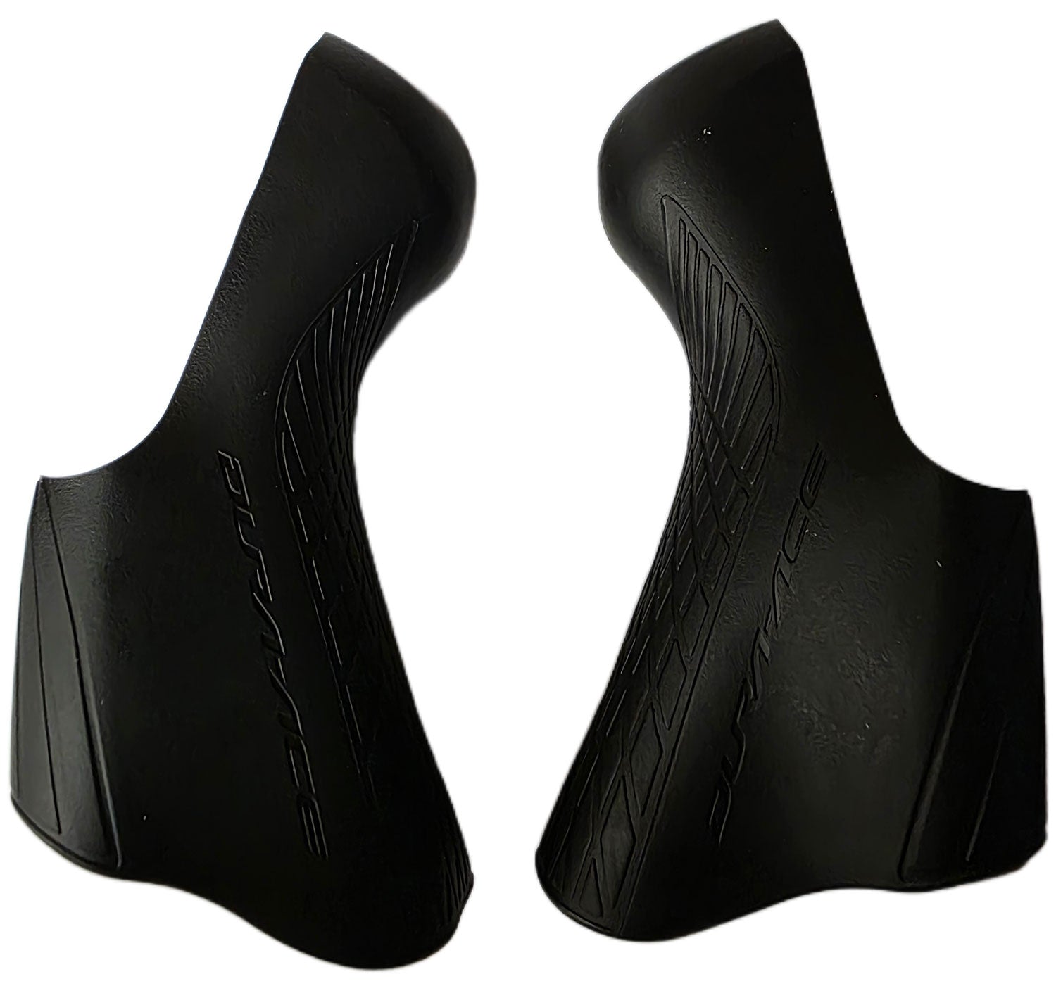 Pair of Shimano Dura-Ace ST-9100 bracket covers for shifter protection and replacement, shown in close-up view.