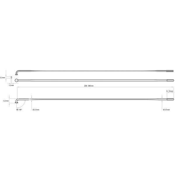 DT Swiss Aero Comp T-head Spokes 14 g = 2 mm box 20, black, 296 mm