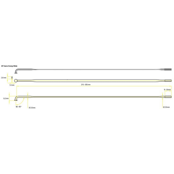 dt swiss spoke aero comp wide straight pull spokes 14 g 2 mm box 20 p132246