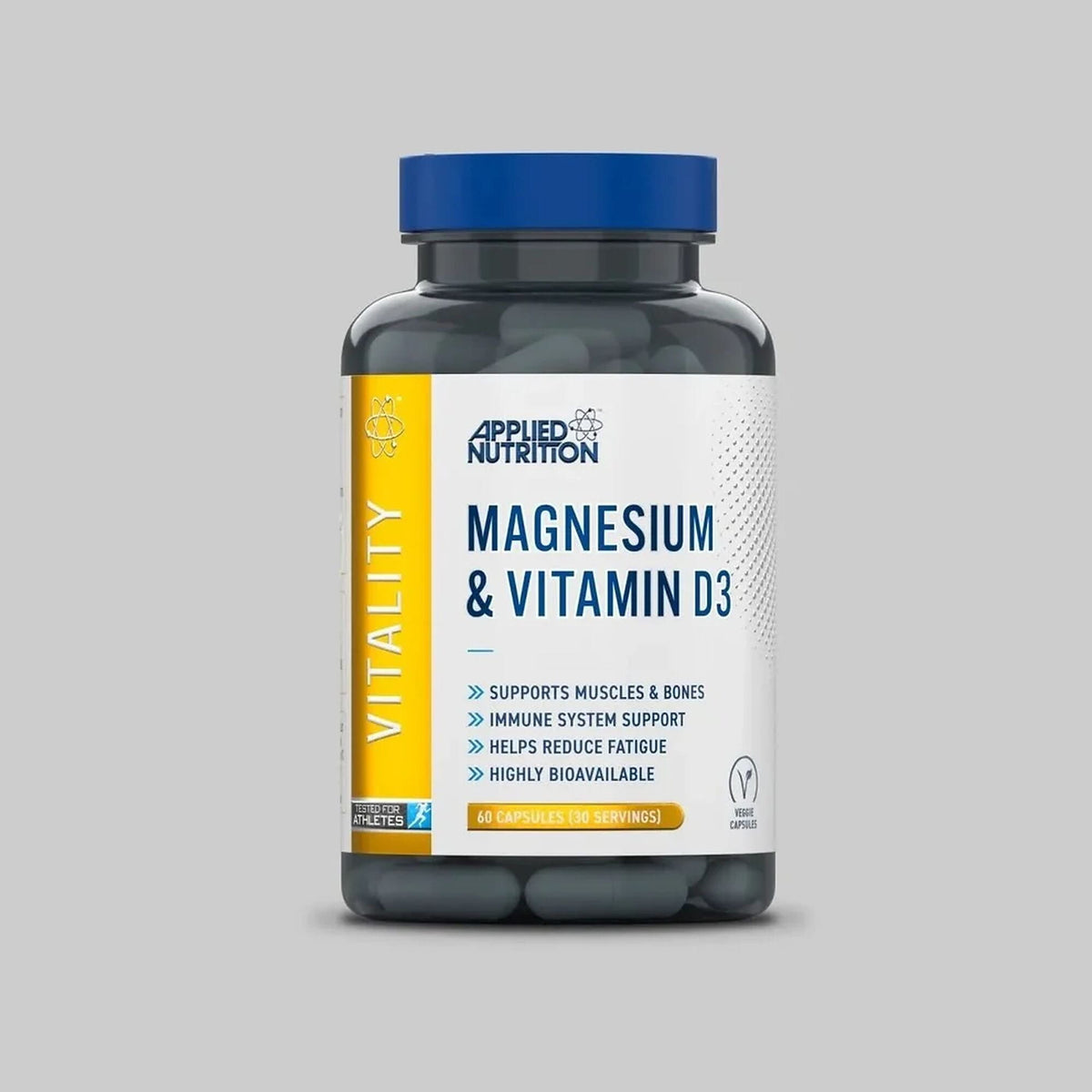 Applied Nutrition Vitality Magnesium & Vitamin D3 Capsules 60 Tablets – Vegetarian & Halal Supplement