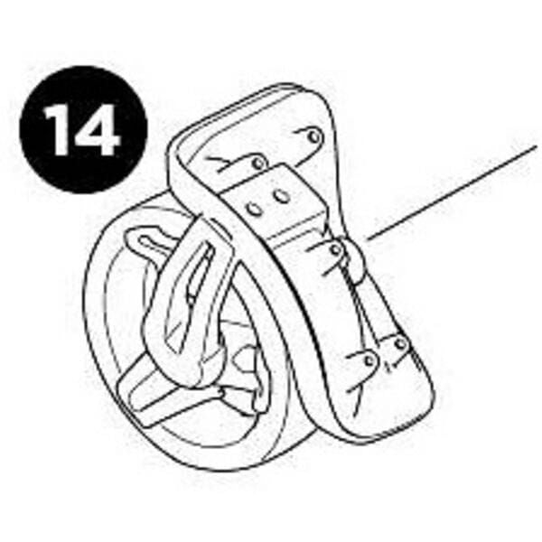 Thule RoundTrip right wheel assembly with wrap replacement for bike case, showing the wheel and protective wrap.