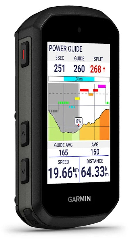 Garmin Edge 550 GPS cycling computer with performance tracking and coaching features, mounted on bike handlebar.