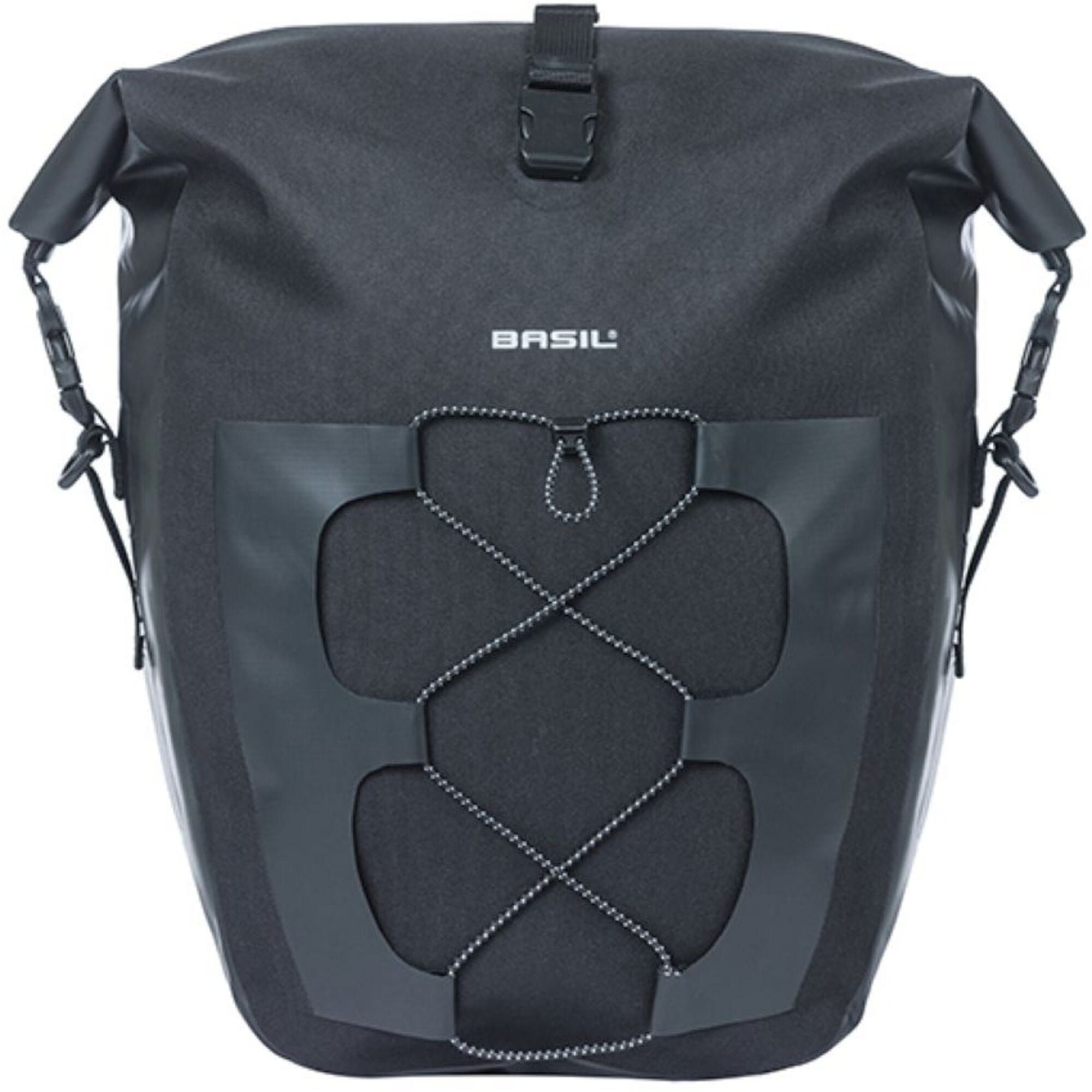 Basil Navigator waterproof single pannier bag with MIK hooks system, black outdoor cycling accessories for bike storage