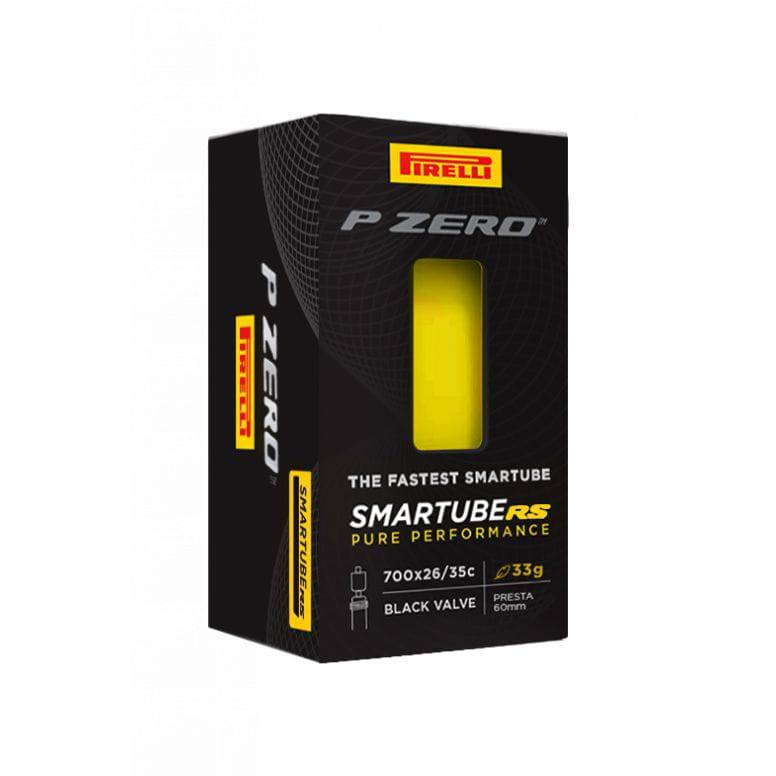 Pirelli SmarTUBE RS Presta valve inner tube for road and tubeless ready tires, showing the Pirelli branding and valve design.