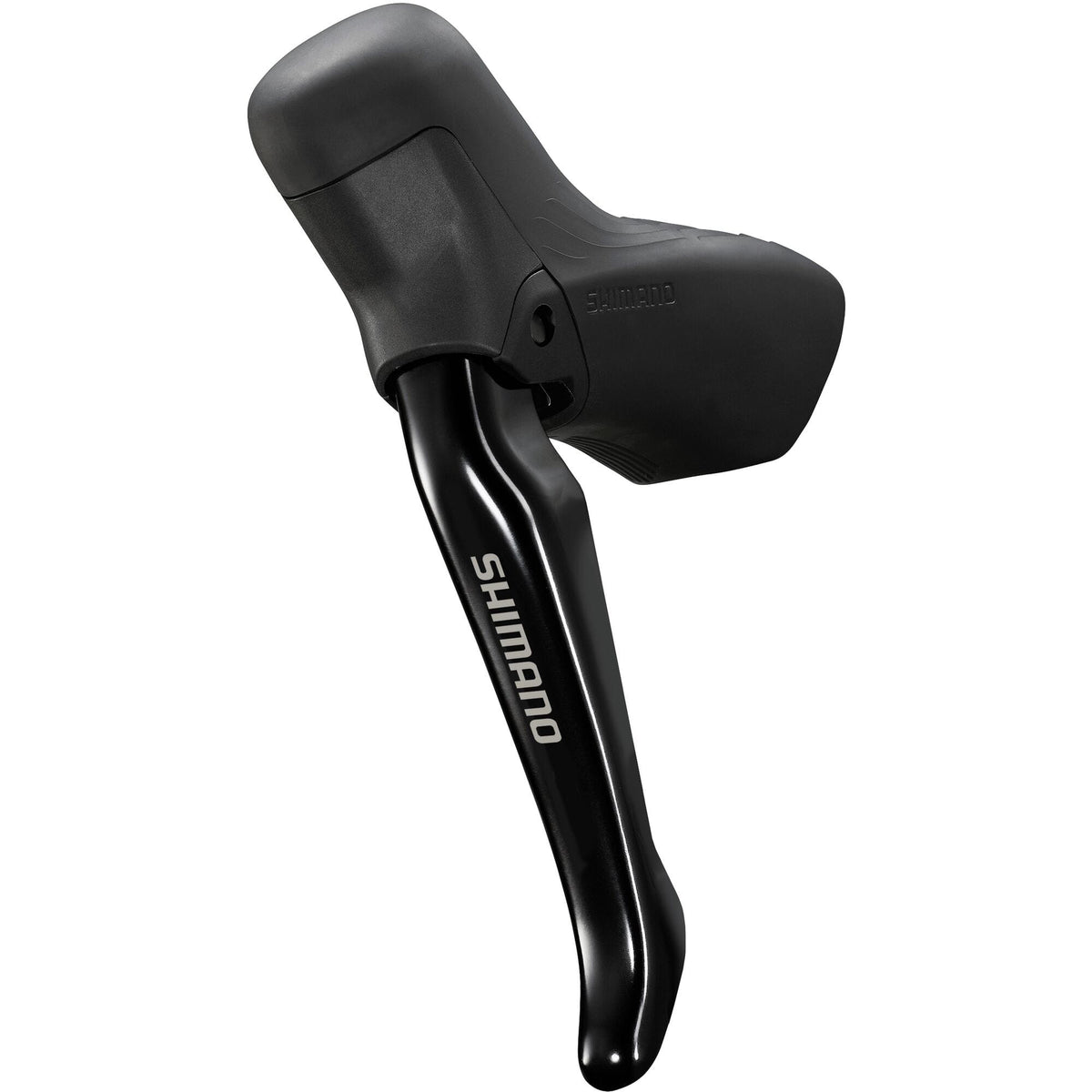 Shimano GRX BL-RS717-LS left hydraulic drop bar brake lever with Shimano logo on ergonomic component for road cycling.