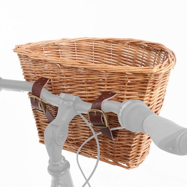 M Part D Shaped wicker basket with leather straps