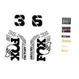 Fox Fork 36 Decal Kit: F-S Black Logo Shiny Orange 2021 Spares & Accesories