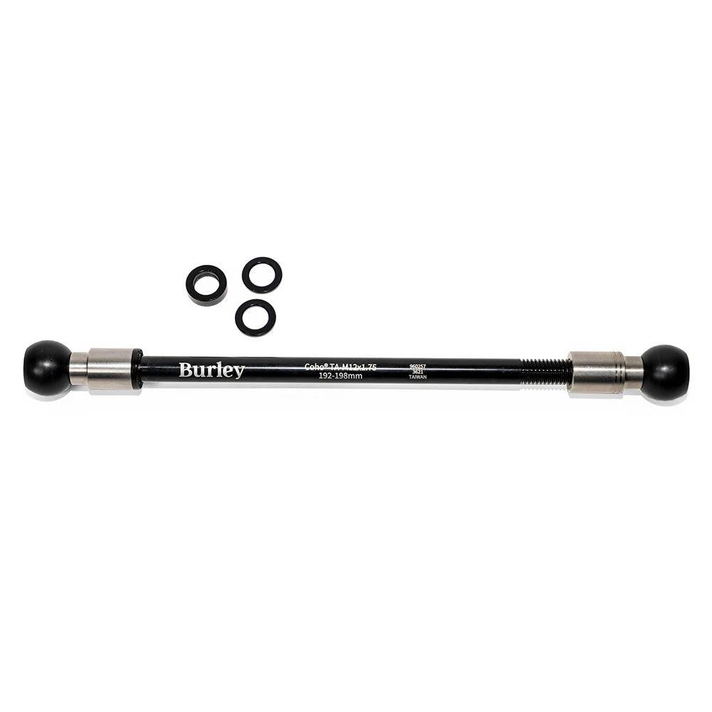 Burley Coho Thru Axle for 12mm rear thru axle bikes, cargo trailer connector, durable bike accessory for secure attachment.