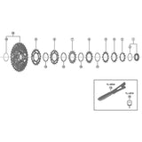 Shimano Spares lock ring and washer for cassette sprockets, replacement components for Shimano bike drivetrain.