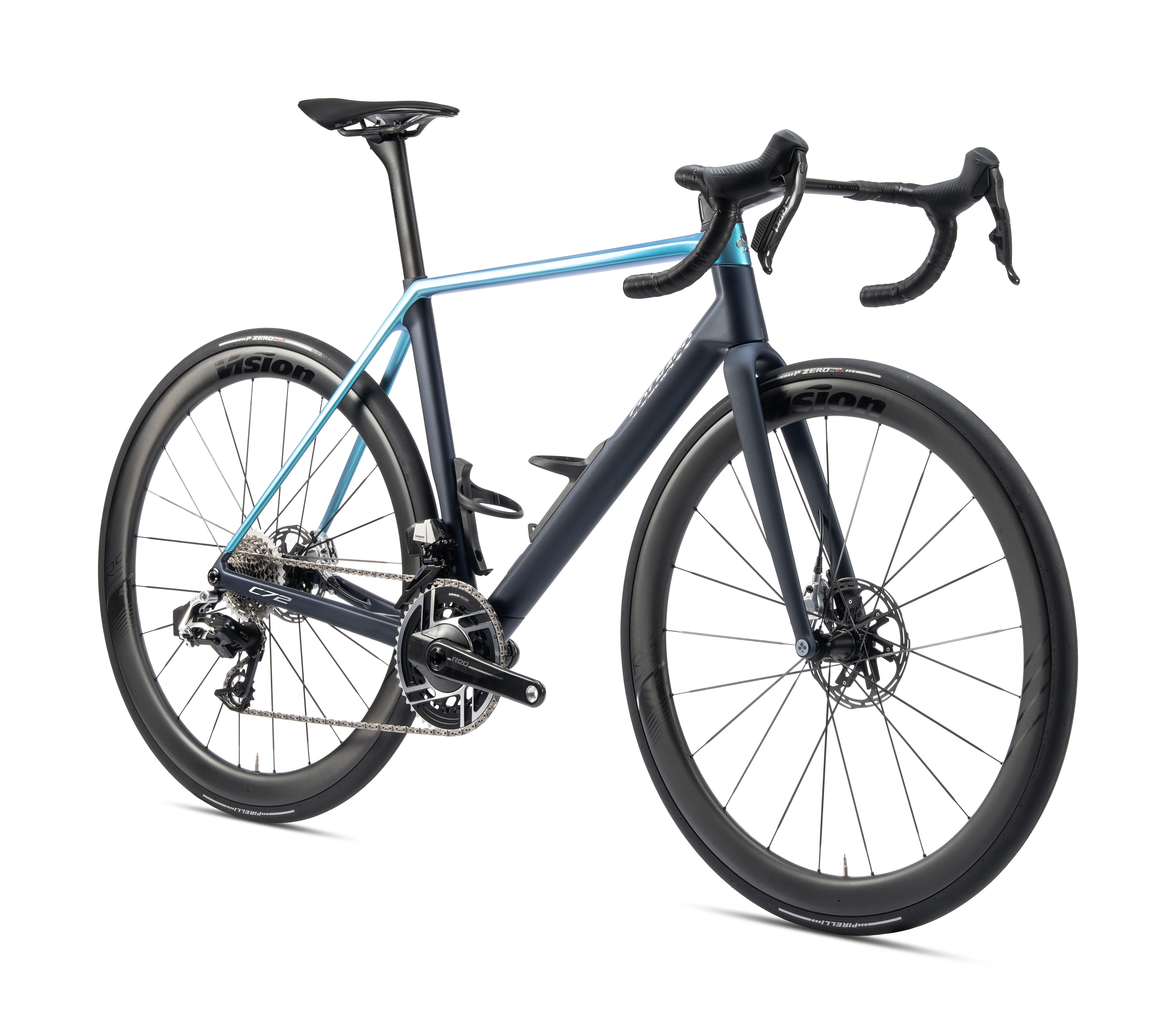 Colnago C72 Disc 2026 carbon road race bike with Shimano Dura Ace Di2 and ENVE SES 4.5 wheels, shown in studio setting