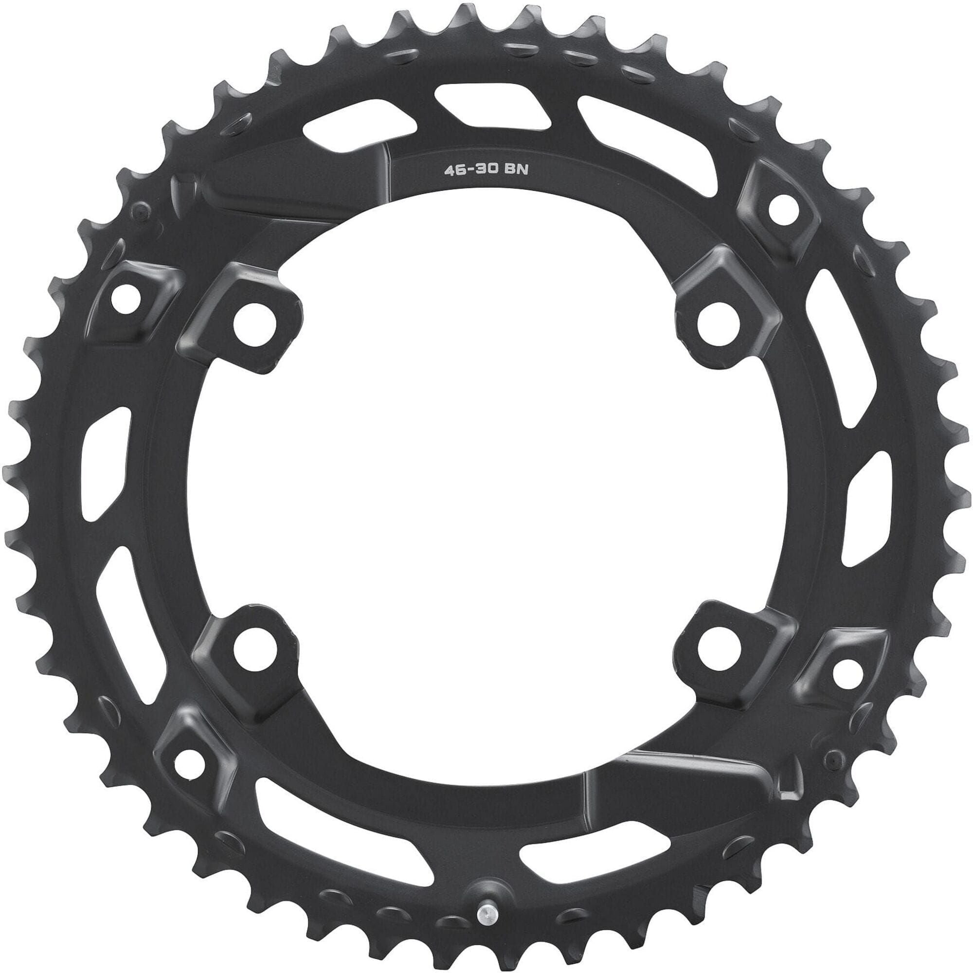 Shimano CUES FC-U6000-2 46T double outer chainring for 10/9 speed urban bike drivetrain components.