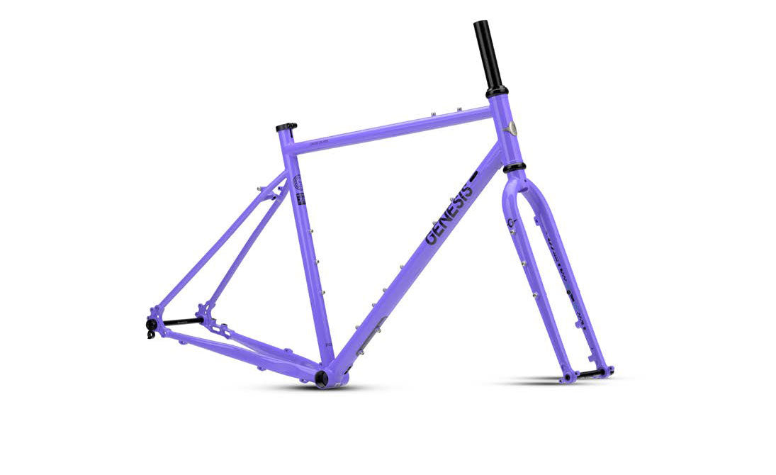 Genesis Croix de Fer 725 gravel frameset with dropper post compatibility, shown in a sleek, lightweight bike component image.
