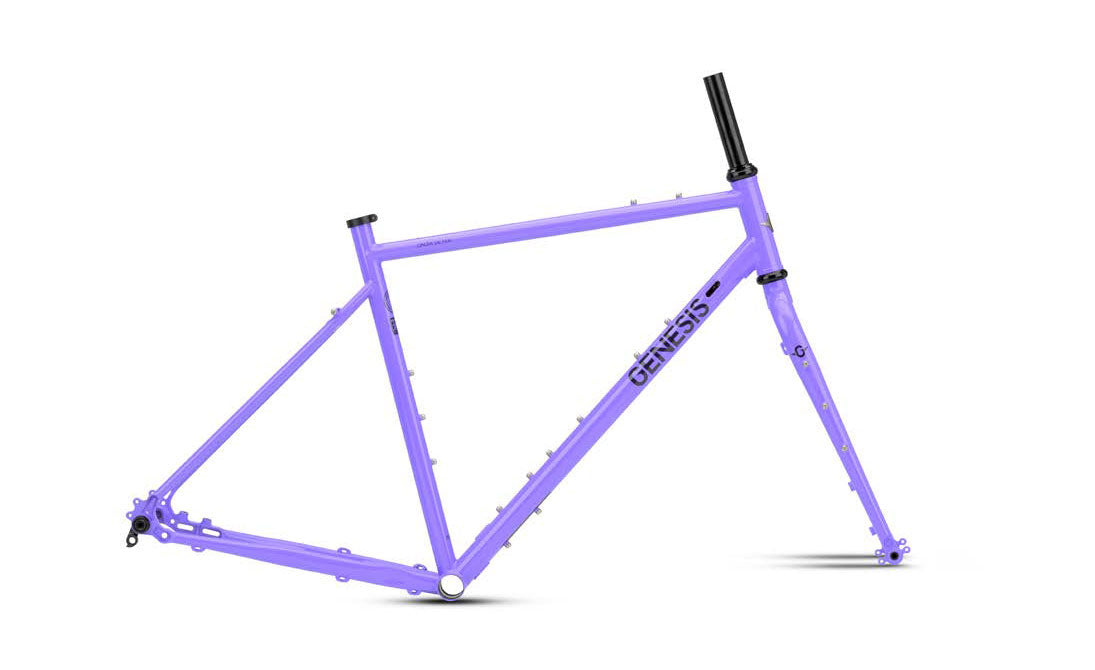 Genesis Croix de Fer 725 gravel frameset with dropper post compatibility, shown with frame details and sleek design.